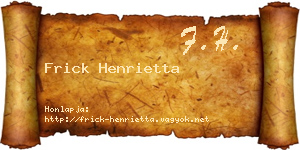 Frick Henrietta névjegykártya